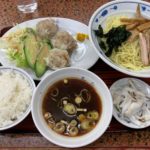 代沢小学校前にある中華定食屋「丸長」さんの「つけめんセット」と「焼肉定食」と「餃子」